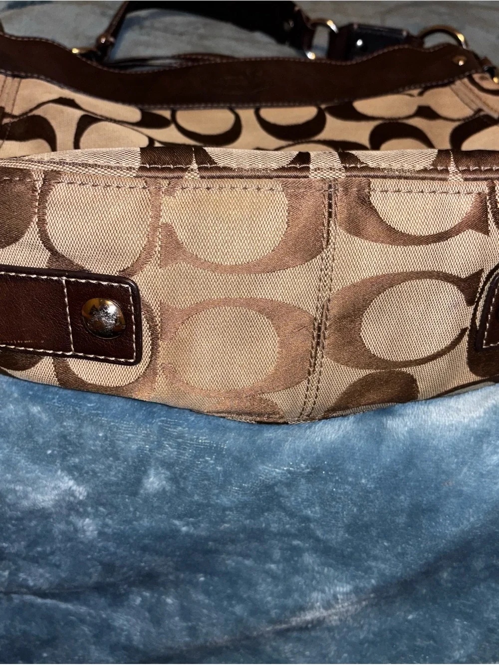 Designer-Style Brown Monogram Hobo Bag